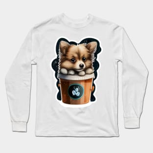 corgi doggy coffee Long Sleeve T-Shirt